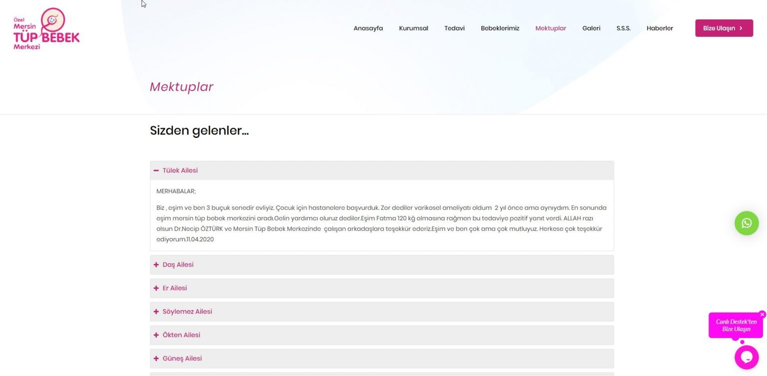 Mersin Tüp Bebek Merkezi Web Sitesi Tasarımı ROK Dijital Google Ads
